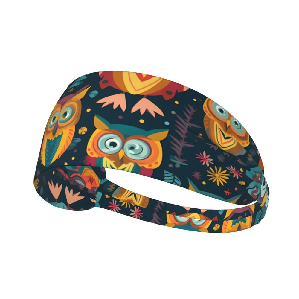 YYHWHJDE Elastic Unisex Sports Headband Moisture Wicking Athletic for Running, Working Out,Outdoor Sports owl Beliefs Printing, Black
