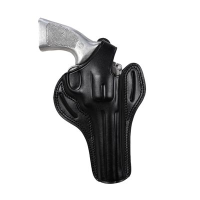 Pusat Holster Premium Leather Thumb Break Gun Belt Holster 6 inch 357 MAG for Revolver Smith Wesson 686 L Frame 6-7 Shot (Black Right Hand, 6 inch)