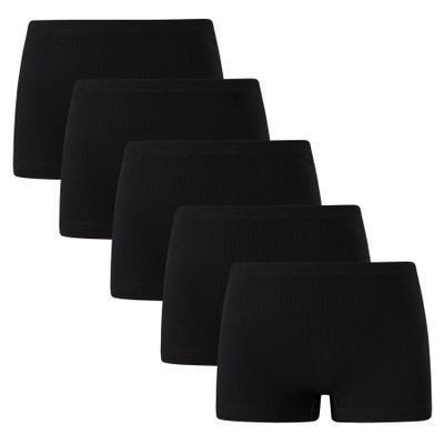 Winging Day Big Girls Black Solid Color Boyshort Underwear Size 12 (5-Pack)