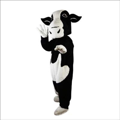 Eamior Black and White Cow Mascot Costume Adult Size for Men & Women with Built-in Fan Inside the Head