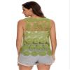Anna-Kaci Lace Front Open Sleeveless Top Cardigan Crochet Vest Cover up Summer Beachwear, Olive Green, Medium view 2