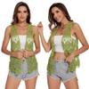 Anna-Kaci Lace Front Open Sleeveless Top Cardigan Crochet Vest Cover up Summer Beachwear, Olive Green, Medium view 4