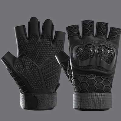 ANJMEICH Sports Half Finger Gloves, Unisex Fitness Training Outdoor Cycling Drop-Resistant Hiking Gloves (Black, L)