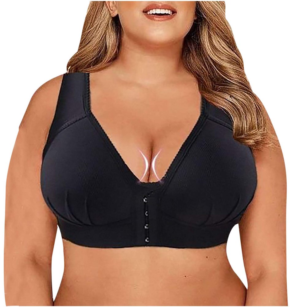 Akklian Womens Fashion Push up Bras for Women Front Closure Bra Full Coverage Back Support Everyday Wireless Comfy Unpadded Cup Brassiere