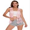 Anna-Kaci Lace Front Open Sleeveless Top Cardigan Crochet Vest Cover up Summer Beachwear, Pink, Small view 4