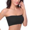 Akklian Women Bandeau Bra Strapless Comfort Wireless Bra with Slip Silicone Bandeau Polishing Gathered Underwear Tube Top Bra Black view 2