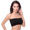 Akklian Women Bandeau Bra Strapless Comfort Wireless Bra with Slip Silicone Bandeau Polishing Gathered Underwear Tube Top Bra Black view 3