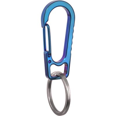 AIIKEE Titanium Carabiner Keychain Clip, Heavy Duty EDC Key Clips Anti-Lost Quick Release Keychain for Backpack Hook-Blue