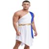 Agoky Men's Adult Ancient Grecian Toga Costume for Couple Halloween Greek Costumes Roman Party Outfits Blue 3X-Large view 3