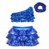 Jowowha Girls Sequins Latin Jazz Disco Ballet Dance Performance Dress Kids Crop Top with Tassel Tutu Skirt Tap Dancewear Royal Blue 4 Years view 1