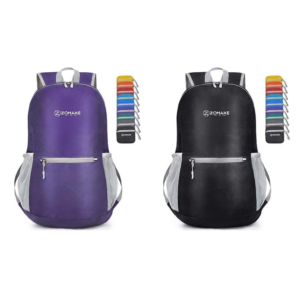ZOMAKE 20L Ultra Lightweight Hiking Backpacks Water Resistant Daypack for Women Men Purple and Black