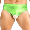 ACSUSS Mens Oily Glossy Sheer Open Crotch Bikini Briefs Trunks Shorts High Elastic Panties Underwear Fluorescent Green X-Large view 1
