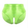 ACSUSS Mens Oily Glossy Sheer Open Crotch Bikini Briefs Trunks Shorts High Elastic Panties Underwear Fluorescent Green X-Large view 3
