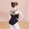 DanceDaily Big Girls Camisole Ballet Leotard Cotton Black Dance Outfit for Gymnastics, Skating, Ballerina view 3