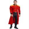 Zaldita Men's Circus Ringmaster Tassel Long Jacket Coat Velvet Ring Leader Lion Tamer Long Tailcoat Costume Red Medium view 2