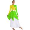 Loyan Women Metallic Color Block Liturgical Praise Dance Dress Worship Costume Irregular Hem Lyrical Dancewear Green Medium view 1