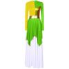 Loyan Women Metallic Color Block Liturgical Praise Dance Dress Worship Costume Irregular Hem Lyrical Dancewear Green Medium view 3