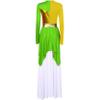 Loyan Women Metallic Color Block Liturgical Praise Dance Dress Worship Costume Irregular Hem Lyrical Dancewear Green Medium view 4