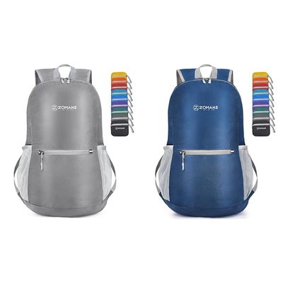 ZOMAKE 20L Ultra Lightweight Packable Backpacks for Hiking and Travel (Silver Gray and Navy Blue)