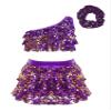 Jowowha Girls Sequins Latin Jazz Disco Ballet Dance Performance Dress Kids Crop Top with Tassel Tutu Skirt Tap Dancewear Purple 4 Years view 1