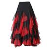 UGPLM Latin Ballroom Dance Long Training Skirt Rumba Dress, Black Red, as described view 1