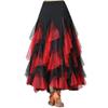 UGPLM Latin Ballroom Dance Long Training Skirt Rumba Dress, Black Red, as described view 2