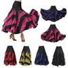 UGPLM Latin Ballroom Dance Long Training Skirt Rumba Dress, Black Red, as described view 3