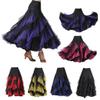 UGPLM Latin Ballroom Dance Long Training Skirt Rumba Dress, Black Red, as described view 4