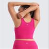 CRZ YOGA Girls Butterluxe Double Lined U Neck Crop Tank Tops - Dance Yoga Athletic Casual Racerback Tight Kids Teen Granita Pink Medium view 2