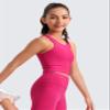 CRZ YOGA Girls Butterluxe Double Lined U Neck Crop Tank Tops - Dance Yoga Athletic Casual Racerback Tight Kids Teen Granita Pink Medium view 4