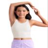 CRZ YOGA Girls Butterluxe Double Lined U Neck Crop Tank Tops - Dance Yoga Athletic Casual Racerback Tight Kids Teen Milky White Small view 1