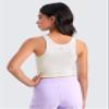CRZ YOGA Girls Butterluxe Double Lined U Neck Crop Tank Tops - Dance Yoga Athletic Casual Racerback Tight Kids Teen Milky White Small view 2