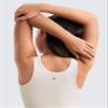 CRZ YOGA Girls Butterluxe Double Lined U Neck Crop Tank Tops - Dance Yoga Athletic Casual Racerback Tight Kids Teen Milky White Small view 4