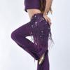 APLVFFZH Belly Triangle Dance Hip Scarf Wrap Waistband Skirt Sequin Tassel Dancewear, Purple, as described view 4