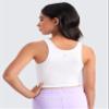 CRZ YOGA Girls Butterluxe Double Lined U Neck Crop Tank Tops - Dance Yoga Athletic Casual Racerback Tight Kids Teen White Small view 2