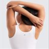 CRZ YOGA Girls Butterluxe Double Lined U Neck Crop Tank Tops - Dance Yoga Athletic Casual Racerback Tight Kids Teen White Small view 4