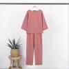 2 Piece Cotton Linen Outfit for Women Summer Casual Loose Solid Color Linen Sets 3/4 Sleeve Top Long Pants Suits view 4