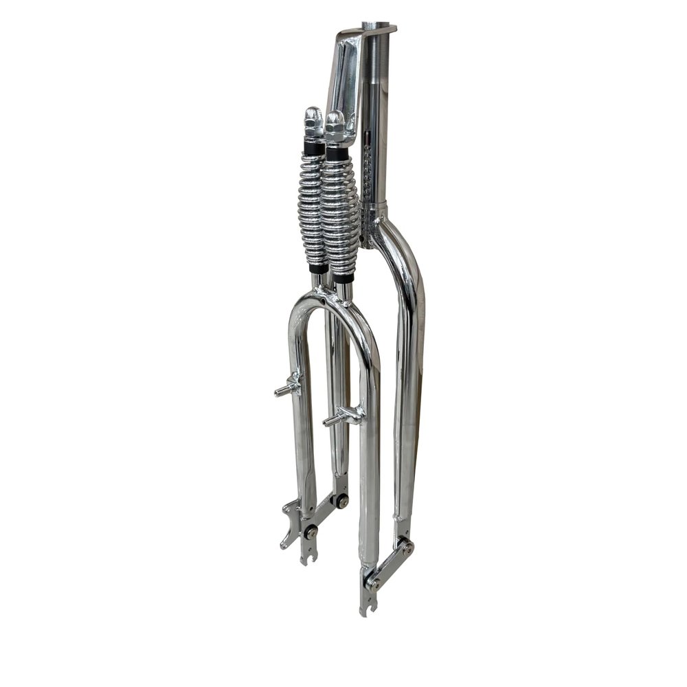 CDHPOWER 26 inch Springer Bike Fork, 1" Threaded Chrome Bicycle Fork 26" Dual Springer Classic Disc Brake Fork Chopper Bike