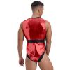 Freebily Men's Shiny Metallic Zipper Front Bodysuit Catsuits Astronaut Cosplay Role Play Costumes Red Large view 4