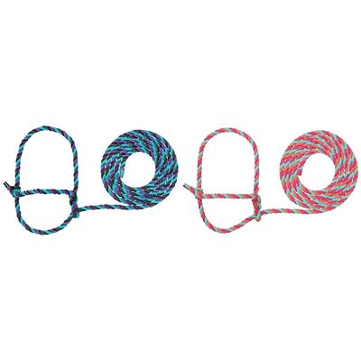 Weaver Leather Livestock Cattle Poly Rope Halter Bundle with Purple/Black/Teal and Hot Pink/Coral/Mint 7' Leads