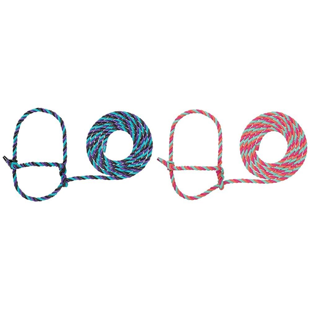Weaver Leather Livestock Cattle Poly Rope Halter Bundle with Purple/Black/Teal and Hot Pink/Coral/Mint 7' Leads