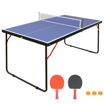 Table Tennis Game Set - Indoor/Outdoor Folding Portable Table Tennis Table Set with Net, Net with Balls and 2 Table Tennis Bats