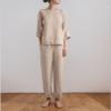 2 Piece Cotton Linen Outfit for Women Summer Casual Loose Solid Color Linen Sets 3/4 Sleeve Top Long Pants Suits view 2