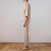 2 Piece Cotton Linen Outfit for Women Summer Casual Loose Solid Color Linen Sets 3/4 Sleeve Top Long Pants Suits view 3