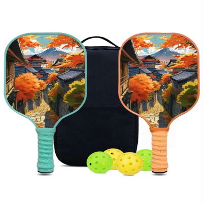 KUAVETO Pickleball Paddles Set, All The DIY Fun You can Have with Landscape-AM101 Pattern Custom Made Honeycomb Polymer Core- Includes 2 Paddles, 4 Balls, and a Carry Bag
