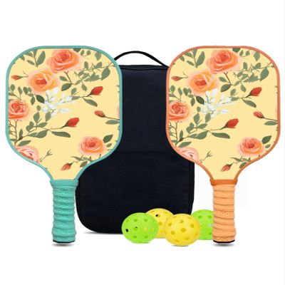 KUAVETO Pickleball Paddles Set, All The DIY Fun You can Have with Flower-AN98 Pattern Custom Made Honeycomb Polymer Core- Includes 2 Paddles, 4 Balls, and a Carry Bag
