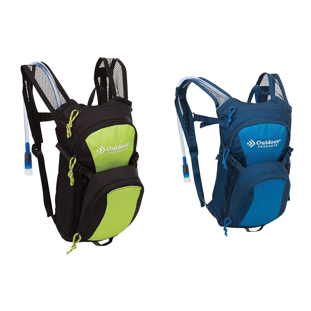 Outdoor Products Tadpole Hydration Pack (Black) (Violet Tulip) (Acid Lime) and (Black) (Bright Blue) Bundle