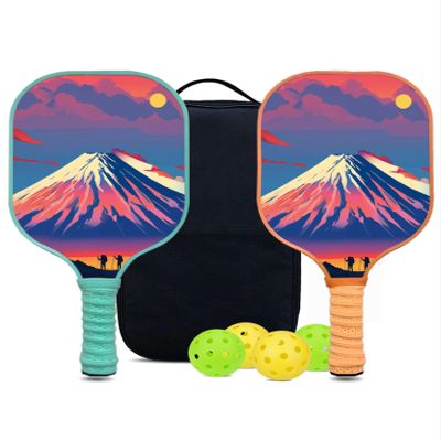 KUAVETO Pickleball Paddles Set, All The DIY Fun You can Have with Mountain-AM56 Pattern Custom Made Honeycomb Polymer Core- Includes 2 Paddles, 4 Balls, and a Carry Bag