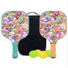 KUAVETO Pickleball Paddles Set, All The DIY Fun You can Have with Candy-AN12 Pattern Custom Made Honeycomb Polymer Core- Includes 2 Paddles, 4 Balls, and a Carry Bag view 1