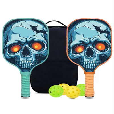 KUAVETO Pickleball Paddles Set, All The DIY Fun You can Have with Skull-AM352 Pattern Custom Made Honeycomb Polymer Core- Includes 2 Paddles, 4 Balls, and a Carry Bag